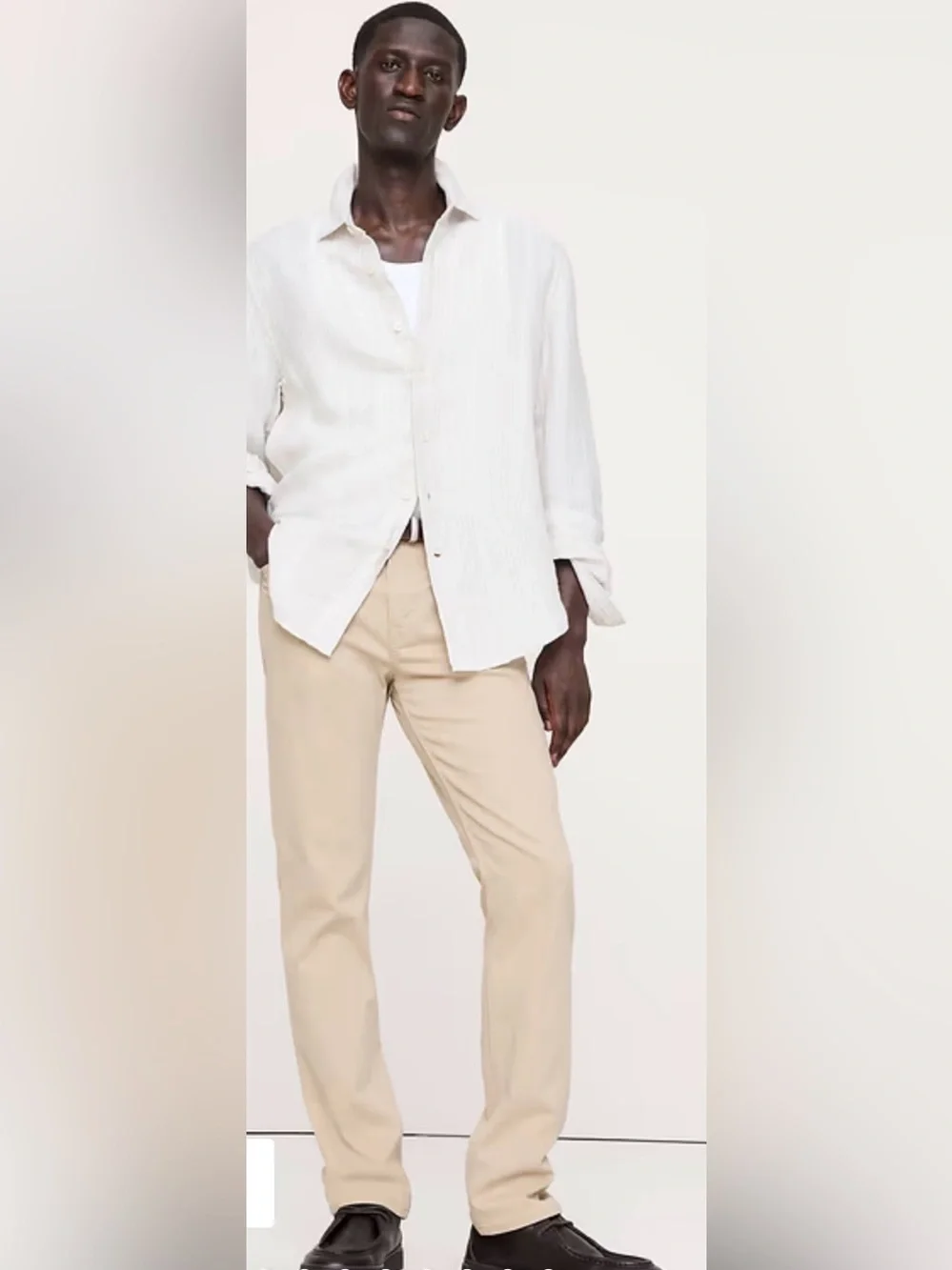 NWT Banana Republic Slim Fit Linen Cotton Cream Traveler Pants Size 34x32